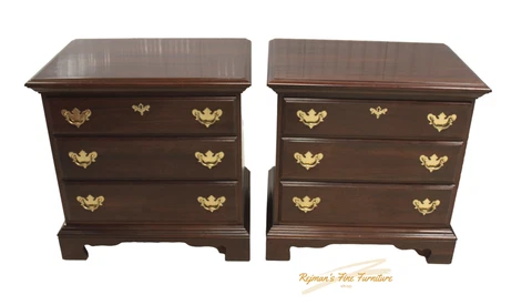 Pair Jamestown Sterling Traditional Style Cherry 3 Drawer Nightstands Cover