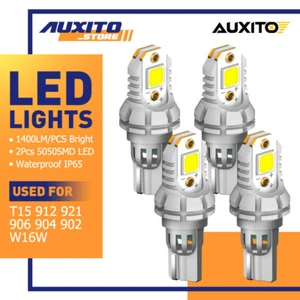 AUXITO White T15 912 W16W 2-LED Reverse Light Bulbs Super White 2800LM 6500K A B - Picture 1 of 14