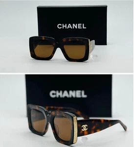 Chanel CH5435 Tortoise Rectangle Sunglasses Brown Gradient Lens - New - Picture 1 of 8