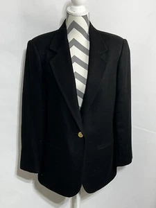 Sag Harbor schwarz 100 % Wollblazer Vintage 1980er Jahre 1 Knopf Damen Größe 8 - Bild 1 von 11