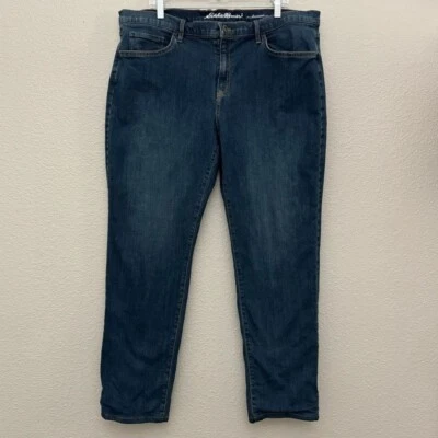 Eddie Bauer Boyfriend Flannel Lined Straight Leg Denim Jeans Size 16 Outdoor - Image 1 of 4
