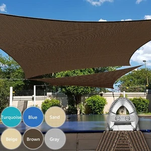 16ft Outdoor Rectangle Shade Sail with A-Ring Patio Garden Pool Sun Canopy Cover - Picture 1 of 37