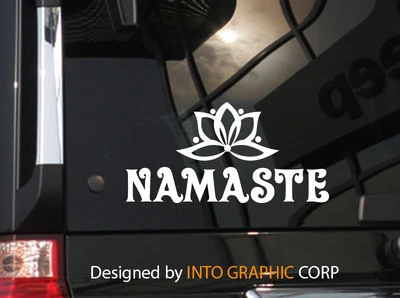 Namaste Lotus Yoga Vinyl Car Decal Sticker 6.5" (w) India Nepal Tibet - Imagem 1 de 2