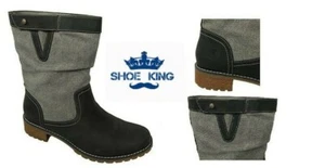 Timberland Womans Wenham Mid Pull on Leather and Canvas Dark Gray Boots A1B94 - Picture 1 of 9