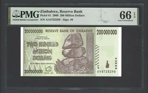 Zimbabwe 200 Millions Dollars 2008 P81 Uncirculated Grade 66 - Picture 1 of 2