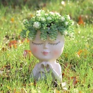 Unique Face Planter Pot for Indoor Plants - Cute Succulent Pot with Drainage - Picture 1 of 7
