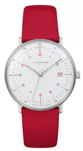 New Junghans Max Bill Damen Red Strap Ladies 32.7 MM  Watch 47/4541.02 - Picture 1 of 2