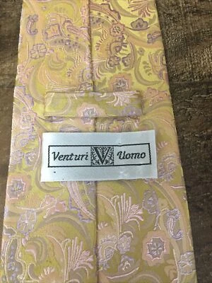 Venturi Uomo Necktie 100% Silk Paisley Classic Menswear Luxury Tie Handmade - Image 1 of 4
