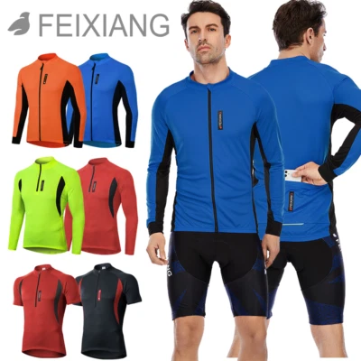 FEIXIANG Fahrradtrikot Herren Kurzarm Langarm Fahrrad Shirts Rennrad MTB Trikot