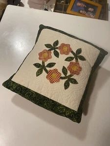 Handmade Batik Floral Ring Throw Pillow 12 in X 11 In - Picture 1 of 6