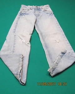 Arizona Boys 6 Reg Youth Denim Blue Jeans Adj. Waist Light Wash Distressed - Picture 1 of 5