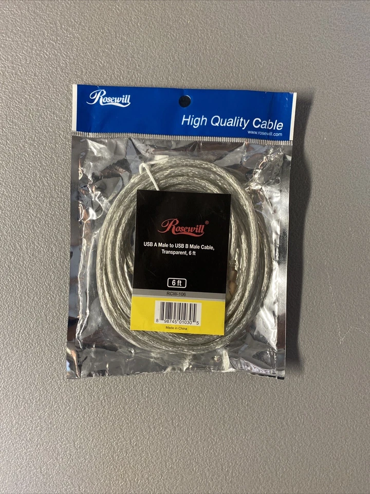 Rosewill 6 feet USB A Male to B Male Cable (RCW-106) - Image 1 of 2