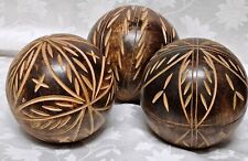 Decorative Wooden Balls Orbs Spheres Lot of 3 Ornate