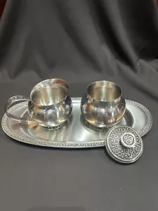 Vintage Oneida Northland 18/8 Stainless Steel Cream & Sugar Set With Tray Box - Picture 1 of 10