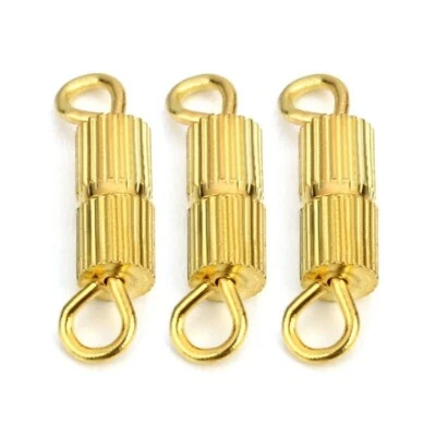 100 Screw Barrel Clasps 14x3mm Gold Plate DIY Jewelry Necklace Bracelet Making - Image 1 of 3