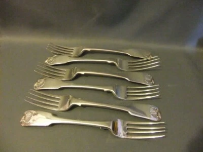 Juego de seis tenedores de mesa georgianos escoceses de plata Edimburgo 1815 Foto 1 de 4