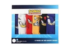 Sonic Socks The Hedgehog Crew Multicolor Polyester 6 Pack Sz Medium (9-9.5) NEW - Picture 1 of 5