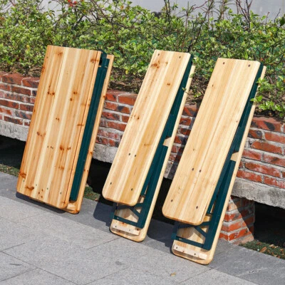 Wooden Folding Beer Table Bench Set Picnic Party Chairs Outdoor Garden Furniture - Image 1 of 4