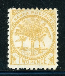 SAMOA 13g SG59b MH 1897 2p bright yellow Palm Trees Perf 11 CV$16 - Picture 1 of 2