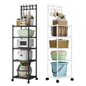 ~ 5 Tier Storage Shelves 110LBS Heavy Duty with Rolling Wheels for Kitchen Garag - Picture 1 of 18