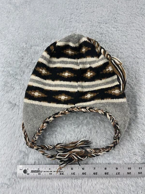 Wigwam Gorro Toque Adulto Talla Única Gris Marrón Lana Acrílico Tejido Oreja Solapa Borla Foto 1 de 4