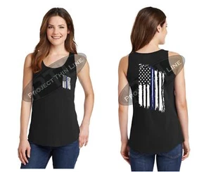 Camisa para mujer Thn AZUL BLANCA Línea Bandera Americana Paramédica EMS Emergencia CAMISETA SIN MANGAS - Imagen 1 de 2