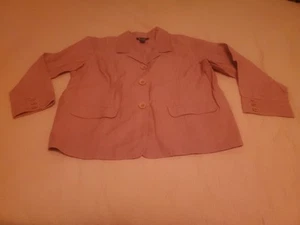 Denim & Co. Chaqueta Informal Marrón Rosa Salmón 3 Botones Algodón Para Mujer Talla 1X - Imagen 1 de 9