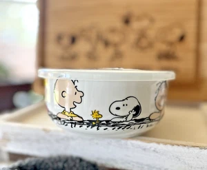 Cuenco de cerámica Peanuts Snoopy con tapas de alivio de presión NUEVO - Imagen 1 de 12