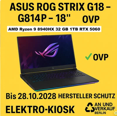 ASUS ROG Strix G18 G814P - 18" Ryzen 9 8940HX 32 GB 1TB RTX 5060 Gaming Laptop - Bild 1 von 4