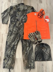 NEW! RedHead Men’s Camo Uninsulated Coveralls, Orange Vest, Gloves, Hat, XL - Picture 1 of 13