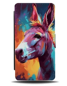 Estuche tipo billetera abatible con impresión de pintura de burro multicolor burros burro mula CZ74 - Imagen 1 de 3