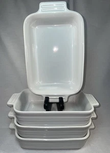 Le Creuset Heritage Offen Rechteckig Keramik Backformen (4) Weiß 7”x 5”x 2” - Bild 1 von 7