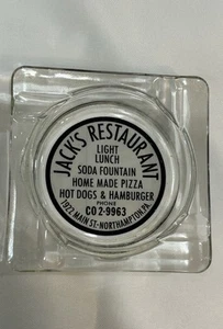 Vintage Jack's Restaurant in Northampton, Pennsylvania Glass Square Ashtray - Picture 1 of 4