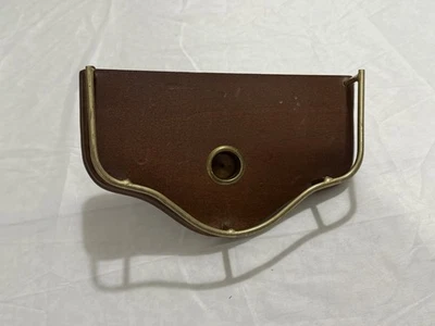 Home Interiors Wooden Wall Shelf w/Brass Rail  Candle Holder  Vintage - Image 1 of 4