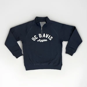 UC Davis Aggies 1/4 Zip Pullover - Sherpa Lettering - Blue 84 - Women's Medium - Picture 1 of 6