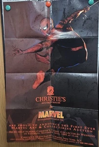 1995 Christies & Marvel Art 1st Collectible Auction SPIDER-MAN 22x36" Ad Poster - Picture 1 of 3