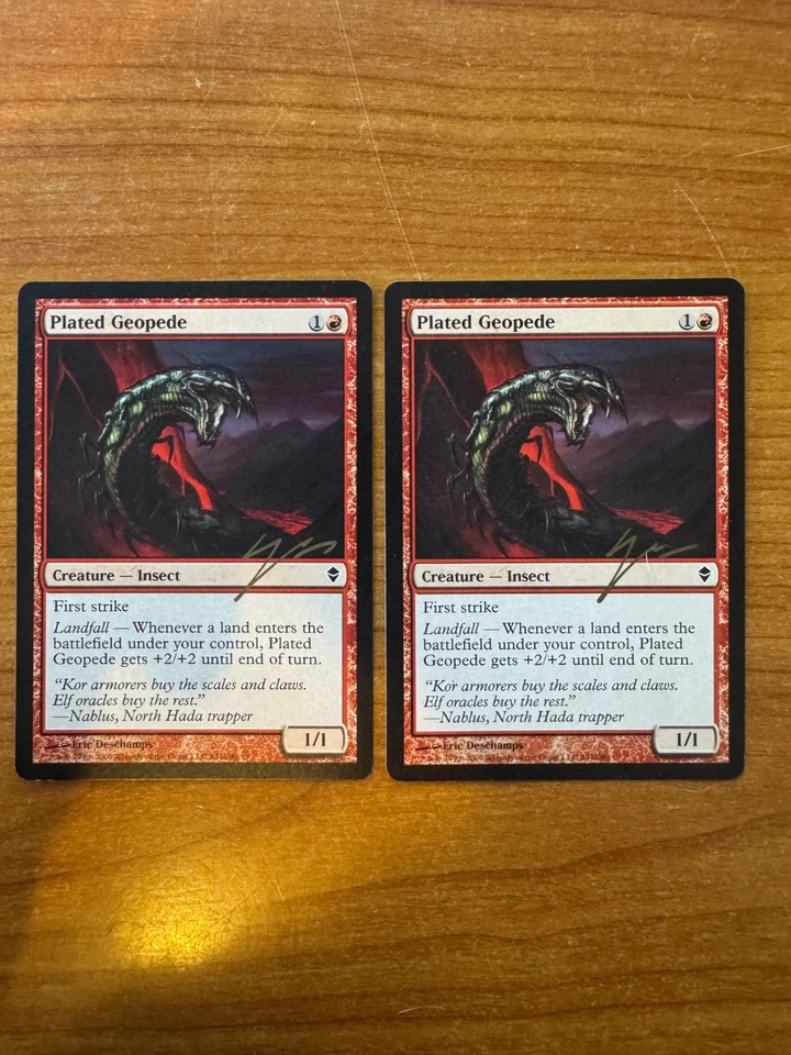 Magic MTG Plated Geopede Zendikar x2 Signed Eric Deschamps! LP/MP - Image 1 of 2