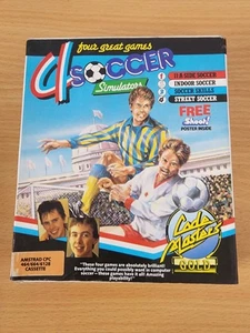 4 Soccer Simulators Amstrad CPC Boxed Tape Codemasters Inc Poster/2 Tapes - Zdjęcie 1 z 6