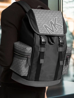Michael Kors Cooper Men Women MK Signature Backpack For Hiking Travel Gunmetal - Image 1 of 4
