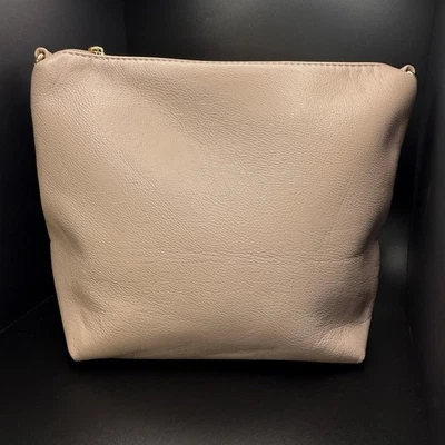 Anthropologie Women's Soft Ballerina Pink Faux Leather Zipper Pouch Bag - Image 1 of 4