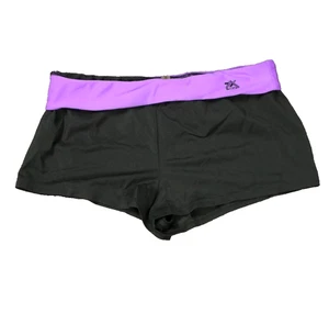 Zero Xposur Swimwear Swim Shorts Foldover Waist Stretch Black & Purple Girls' 12 - Picture 1 of 14