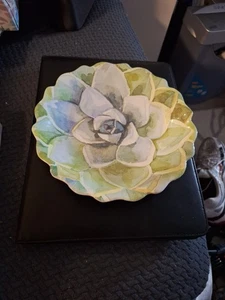 4 Nicole Miller Melamine Green Blue Flower Scalloped Rim 8” Plate  - Picture 1 of 6