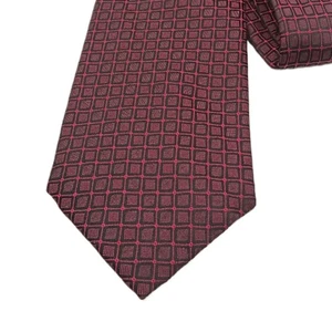 Corbata de seda Enro para hombre 61” negra fucsia oscura cuadrada geométrica moderna ancha nueva - Imagen 1 de 3