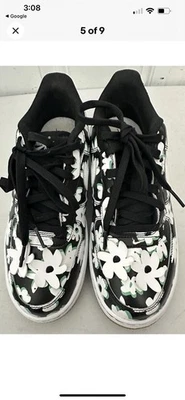 耐克 Air Force 1 LV8 1 花卉黑色绿色男孩 2 Y 码运动鞋 — 第 1/4 张图片