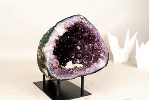 Amethyst Geode with Rare Calcite Crystal Inclusion - Picture 1 of 10