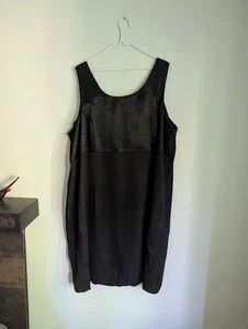 90s Vintage Size 2X? Sleeveless Black Satin Top Short Dress Goth Whimsigoth - Picture 1 of 9
