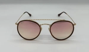 Ray-Ban Sunglasses Round Gold Mirrored Brown Pink RB3647N Unisex 51mm 0017O - Picture 1 of 8