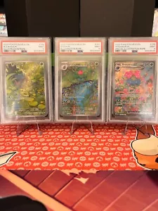 Scarlet & Violet 151 - Bulbasaur, Ivysaur, Venusaur SIR - Sequential PSA 9's - Picture 1 of 2