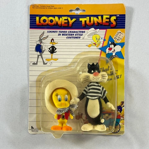 New/Sealed Tweety Bird & Sylvester Western Costumes Lucky Bell 1989 Figures Cover