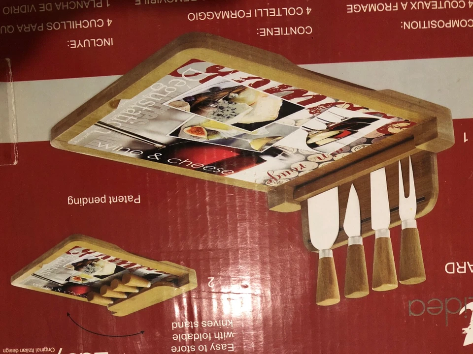 Smart idea Tagliere Da Degustazione Formaggi  in Bambù Naturale Con 4 coltelli  - Immagine 1 di 1